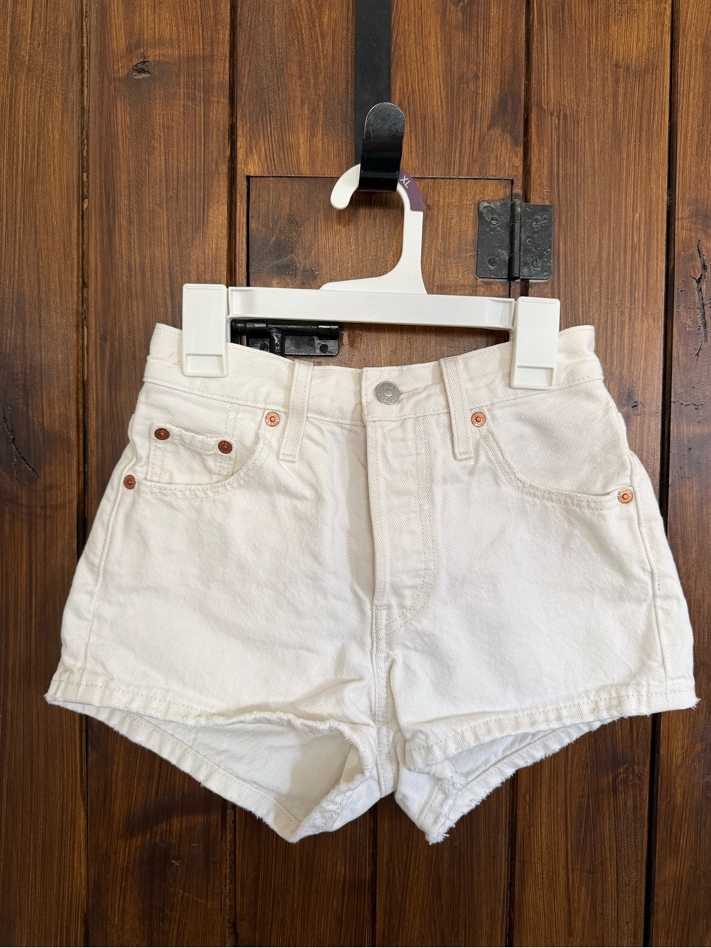 Levi's White High-Rise Denim Shorts